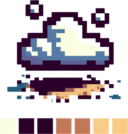 8 bit cartoon cloud. no shade. no shadow. Single Game Texture. In-Game asset. 2d. Blank background. High contrast. No shadows.