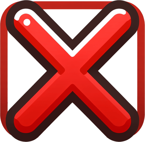 Red X. Nothing else..
Single Game Texture. In-Game asset. 2d. Blank background. High contrast. No shadows.