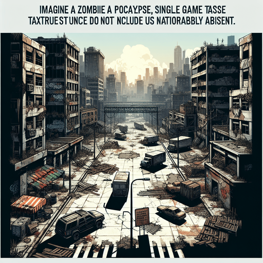 Город зомби апокалипсиса.
Single Game Texture. In-Game asset. 2d. Blank background. High contrast. No shadows.