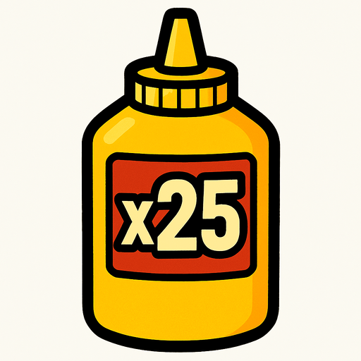 Mustard Bottle, label is x25.
In-Game asset.  2d.  High contrast.  No shadows