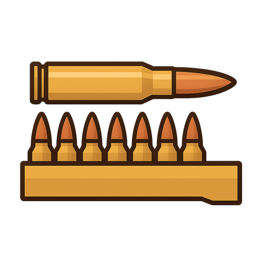 bullet with bar ammo
. No background. Transparent background. Blank background. No shadows. 2d. In-Game asset. flat