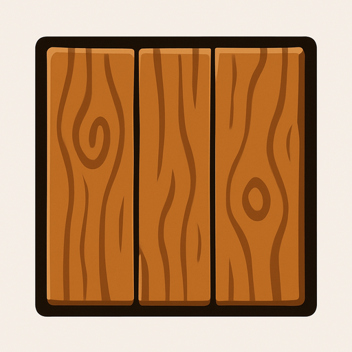 A Wooden square tile with dark borders.
In-Game asset.  2d.  High contrast.  No shadows