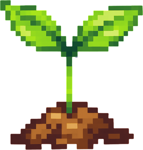 newly sprouted plant.
In-Game asset.  2d.  High contrast.  No shadows. pixel