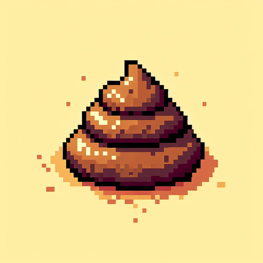Directly overhead, plumb view of a dog poop.
Zenith view, directly overhead, plumb view. NOT PERSPECTIVE! . Pixel art