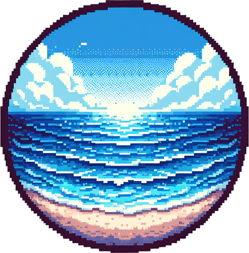 sea and sky,pixel,realistic but detailles benzer renkler mavi ve mavi
Single Game Texture.  In-Game asset.  2d.  Blank background.  low contrast.  No shadows