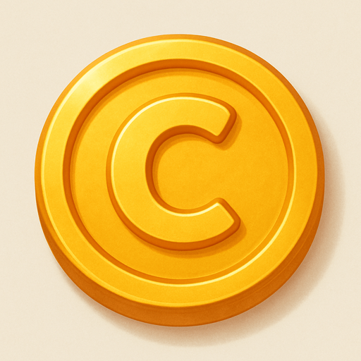 A gold coin. Used as an icon for in-game currency. Cute soft graphics. soft ambient light. semi-matte to satin surfaces. naturalistic with slight saturation boost colors. Tone is premium, friendly, clean with lifestyle or service-oriented appeal.
In-Game asset.  2d.  High contrast.  No shadows. top down. View from above.
