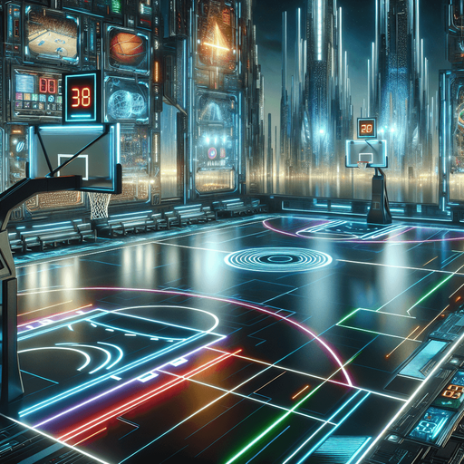 Kinda futuristic basketball court.
Background