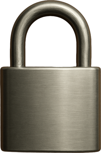 a closed metalic padlock. No visible key hole.