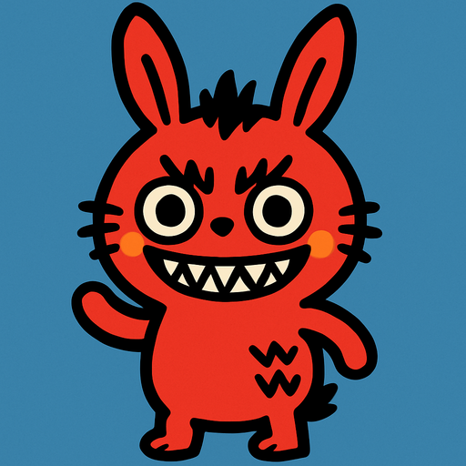 Red Labubu.
In-Game asset.  2d.  High contrast.  No shadows