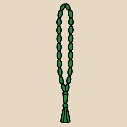 thin upward long muslim prayer beads.
In-Game asset.  2d.  High contrast.  No shadows