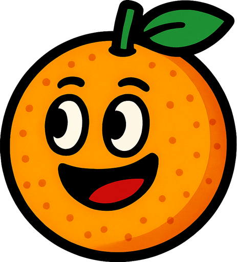 Naranja animada.
In-Game asset.  2d.  High contrast.  No shadows