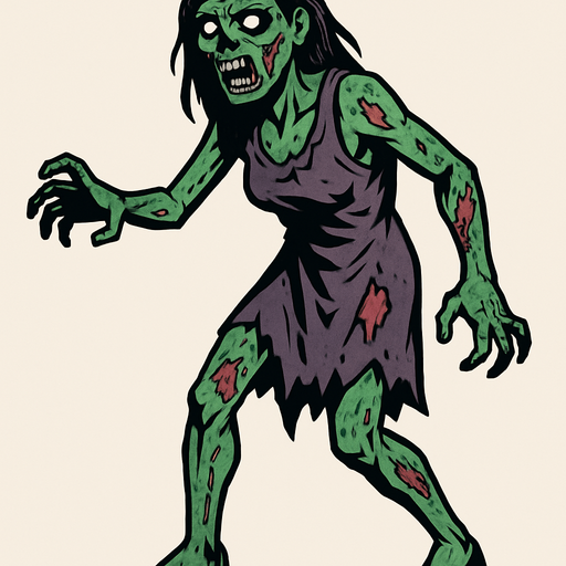 kadın zombi.
In-Game asset.  2d.  High contrast.  No shadows