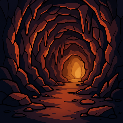 Deep cave with cartoonish style.
In-Game asset.  2d.  High contrast