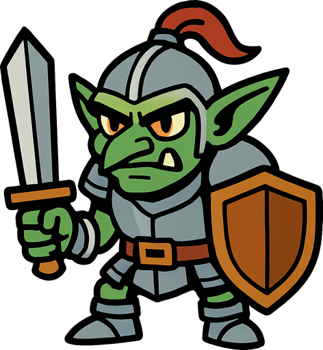 şövalye goblin.
In-Game asset.  2d.  High contrast.  No shadows