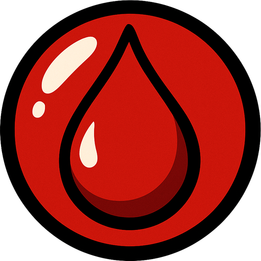 A round drop of blood.
In-Game asset.  2d.  High contrast.  No shadows