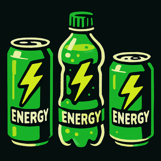 Bebidas energéticas verdes.
In-Game asset.  2d.  High contrast.  No shadows