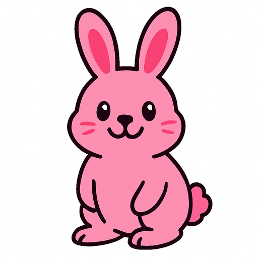 sevimli pembe tavşan.
High contrast.  No shadows