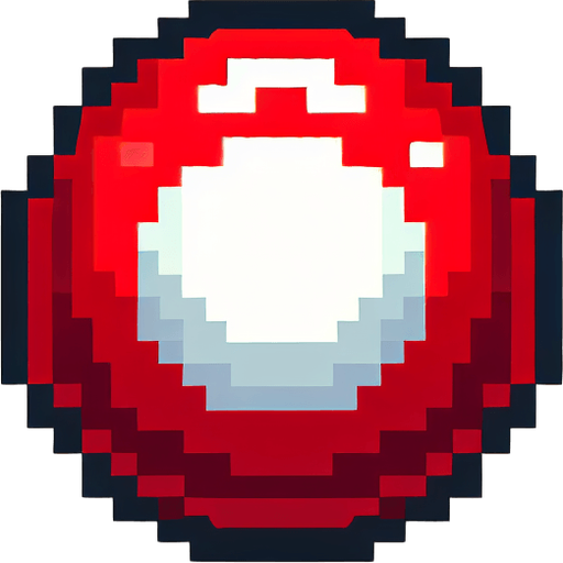 Red dot with white in the middle pixel.
Single Game Texture. In-Game asset. 2d. Blank background. High contrast. No shadows.