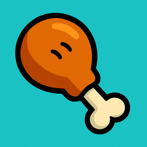 Survivor.io style 2D 1 chicken leg..
In-Game asset.  2d.  High contrast.  No shadows