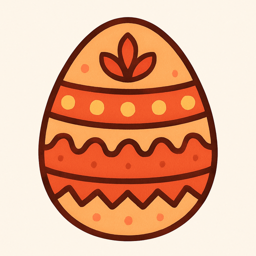 create a cute egg with some pattern and a light orange and light red colors.
In-Game asset.  2d.  High contrast.  No shadows