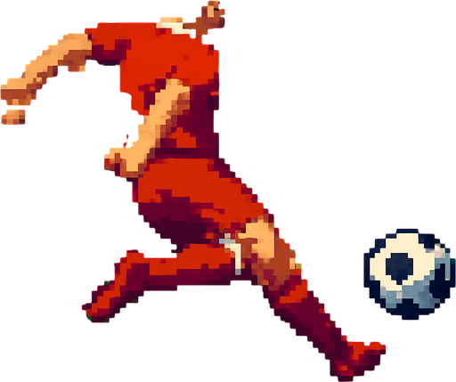 pixelart football shoot scene cinematic.
In-Game asset.  2d.  High contrast.  No shadows