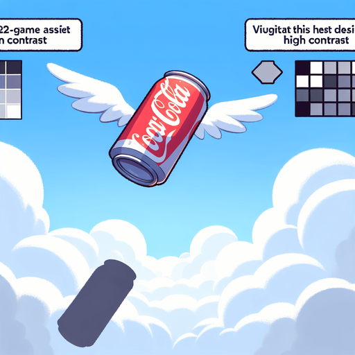 flying soda can, NO WINGS!.
Single Game Texture.  In-Game asset.  2d.  Blank background.  High contrast.  No shadows