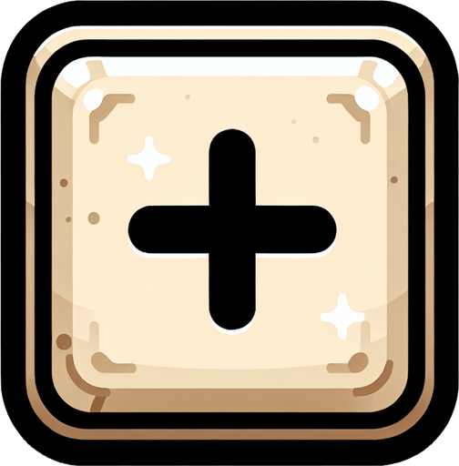simple beige rectangle button smooth corners, black outline " + 1 " text on middle of button vector drawing.
Single Game Texture. In-Game asset. 2d. Blank background. High contrast. No shadows.