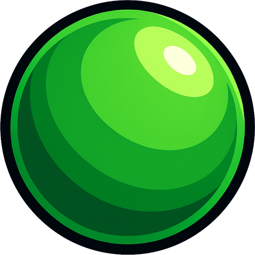 Yeşil 3d top.
In-Game asset.  2d.  High contrast.  No shadows