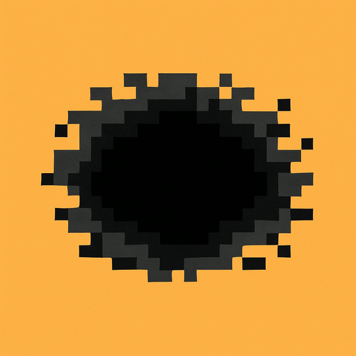 un agujero hecho con pixeles.
In-Game asset.  2d.  High contrast.  No shadows