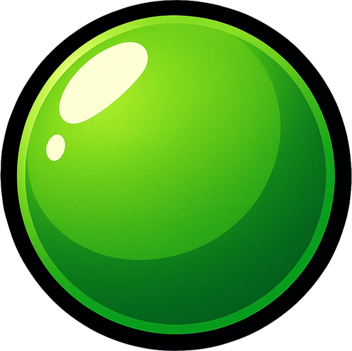 Yeşil 3d top.
In-Game asset.  2d.  High contrast.  No shadows