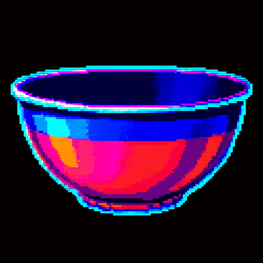 A large kitchen mixing bowl. Side view.