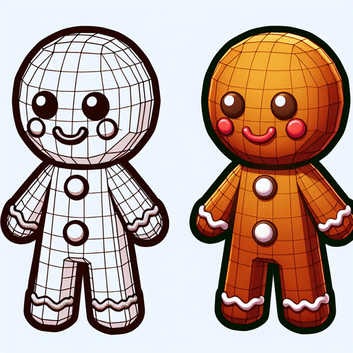 A right profile drawing of one single cute little gingerbread boy, standing with his hands in front of him. In-Game asset. 2d. No background. High contrast. No shadows. Color. digital art