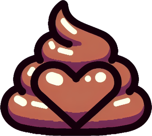 poop heart.
Single Game Texture. In-Game asset. 2d. Blank background. High contrast. No shadows.