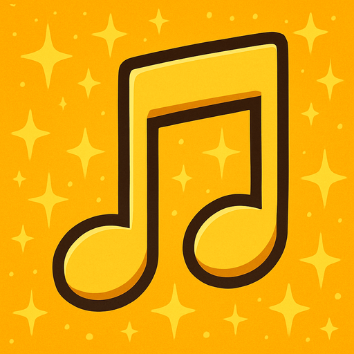 hafif koyu sarı nota ve arkata açık parlak küçük yıldızlar ekle.
In-Game asset.  2d.  High contrast.  No shadows