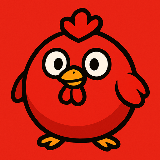 ball chicken and red.
In-Game asset.  2d.  High contrast.  No shadows