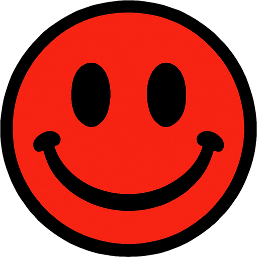 Red smiley face.
In-Game asset.  2d.  High contrast.  No shadows