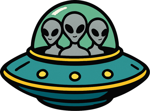 UFO with grey aliens in it.
In-Game asset.  2d.  High contrast.  No shadows