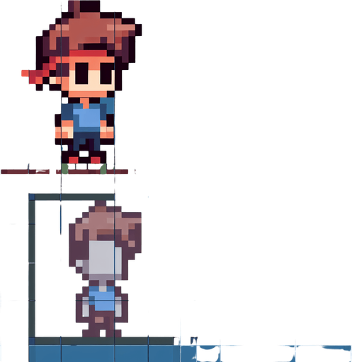 Make an 8 bit boy.
Single Game Texture.  In-Game asset.  2d.  Blank background.  High contrast.  No shadows