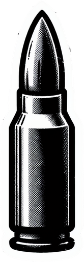 Bullet.
Single Game Texture. In-Game asset. 2d. Blank background. High contrast. No shadows.