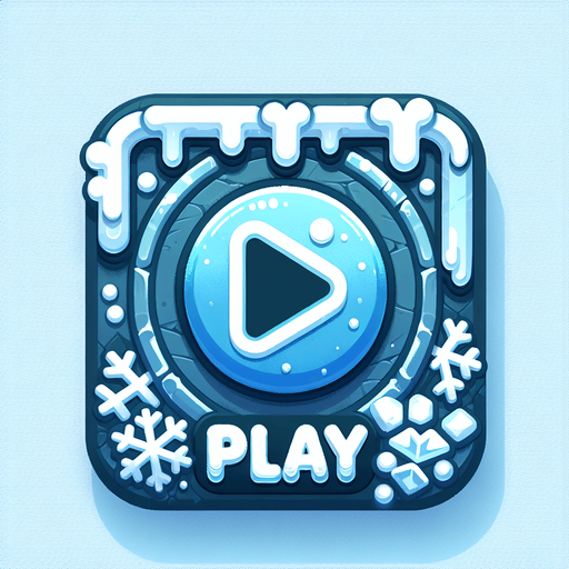 A button with the text "play". Winter theme Single Game Texture. In-Game asset. 2d. Blank background. High contrast. No shadows.