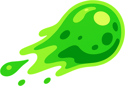 Un proyectil de slime estilo lineless.
In-Game asset.  2d.  High contrast.  No shadows