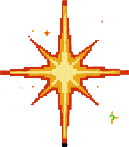 A golden sparkle. 80s arcade machine graphics..
In-Game asset.  2d.  High contrast.  No shadows
