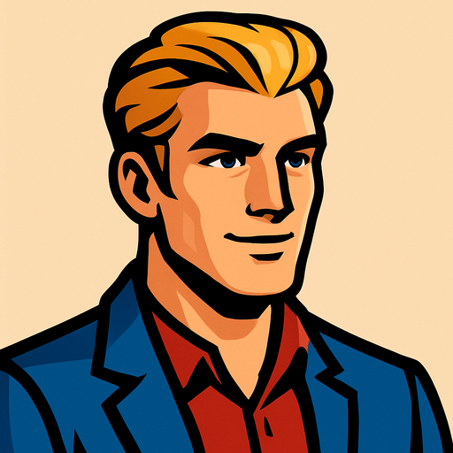 Blonde Handsome Man.
In-Game asset.  2d.  High contrast.  No shadows