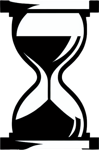 Песочные часы, черный.
Single Game Texture. In-Game asset. 2d. Blank background. High contrast. No shadows.