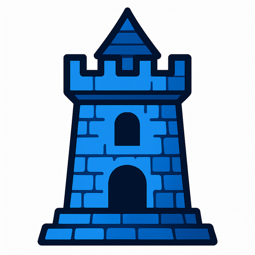 Blue Tower.
In-Game asset.  2d.  High contrast.  No shadows