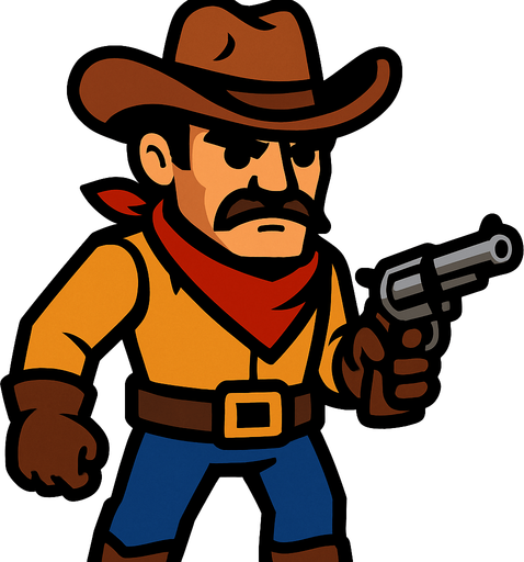 Cowboy.
In-Game asset.  2d.  High contrast.  No shadows