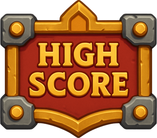 Medieval 'High score' buttons. HD colors. 
In-Game asset.  High contrast.  No shadows. 3D