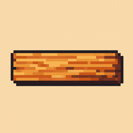 Tabla de madera vista de costado, muy fina. Pixel art.
In-Game asset.  2d.  High contrast.  No shadows