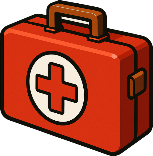 first aid kit.
In-Game asset.  2d.  High contrast.  No shadows