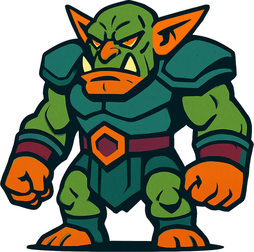 titan goblin.
In-Game asset.  2d.  High contrast.  No shadows